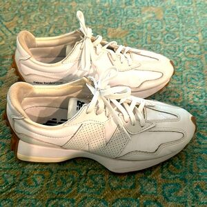 New Balance White Leather perforated N